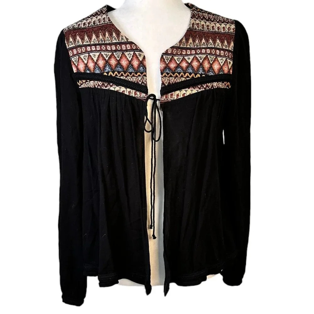NORDSTROM Melrose & Market Tie Front Brocade Top Cardigan - medium